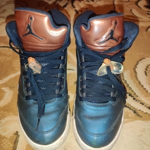 Nike Air Jordan 5 Obsidian Retro Bronze 136027-416 High Top Sneakers